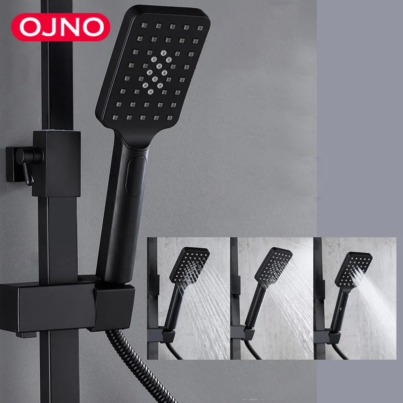 Черный цифровой термостатический смеситель для Дождевого душа настенный кран с