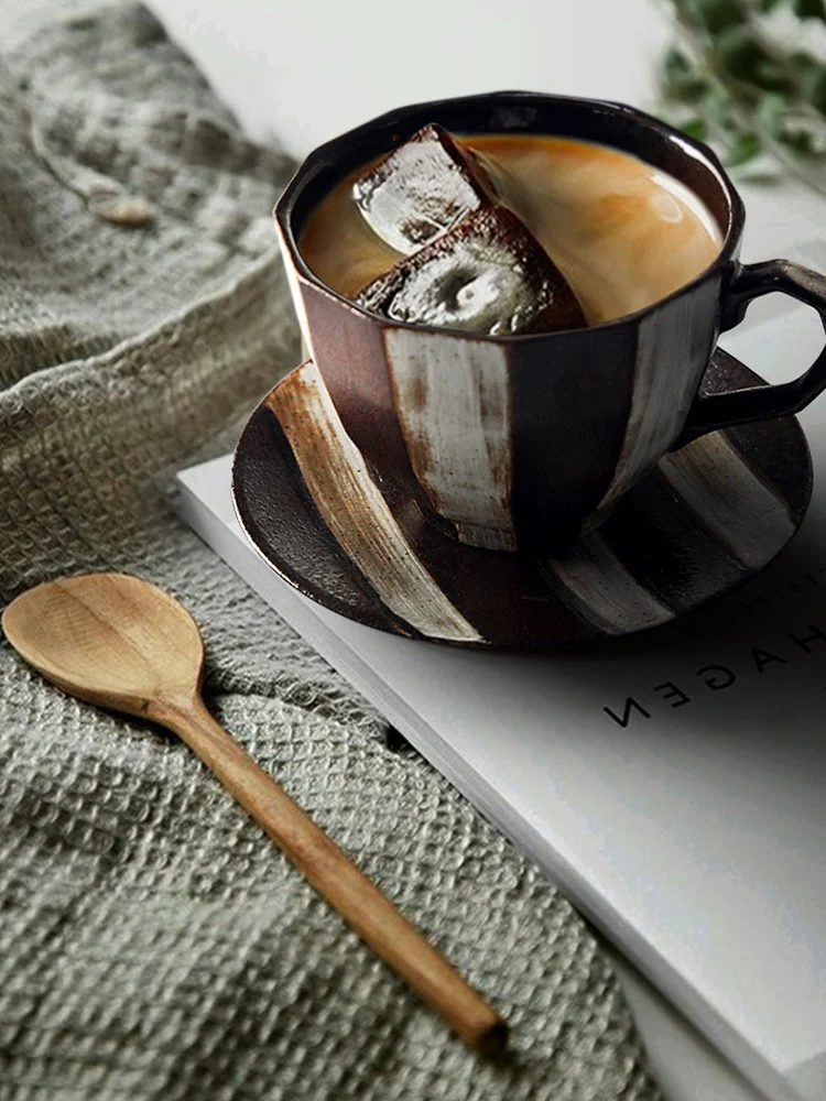 

Японский ретро набор кофейных чашек и блюдец ручное искусство грубая керамика кофейные чашки домашние простые чашки для послеобеденного ч...