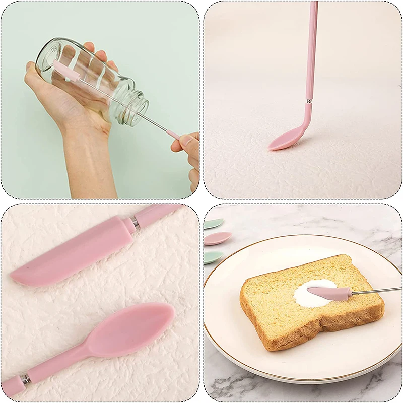 

Mini Telescoping Silicone Spatula Eco-Friendly Jar Small Spatula Easy To Use Spatulas For Butter Cream Jars Kitchen Supplies