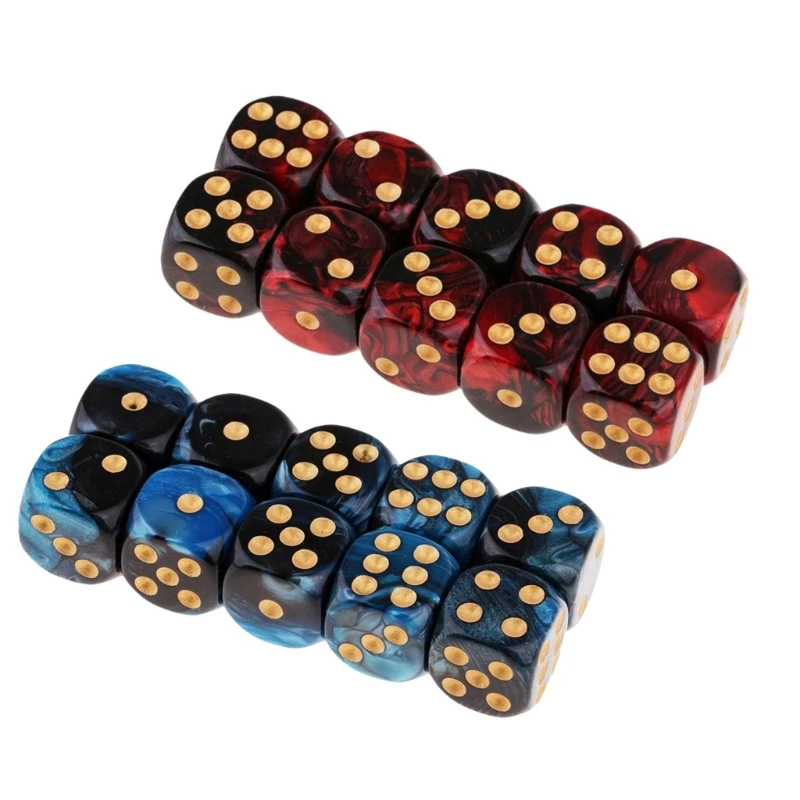 

20 Pieces Unique Acrylic Dices Round Corner Role Playing Dices 6 Sided Table Game Dices Smooth Surface