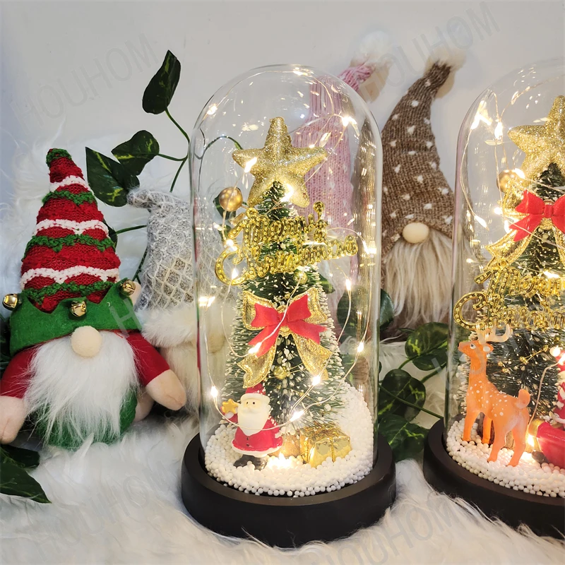 

Merry Christmas Decoration for Home Eternal Rose LED Light Foil Flower In Glass Cover New Year 2024 Wedding Decor Navidad 2023