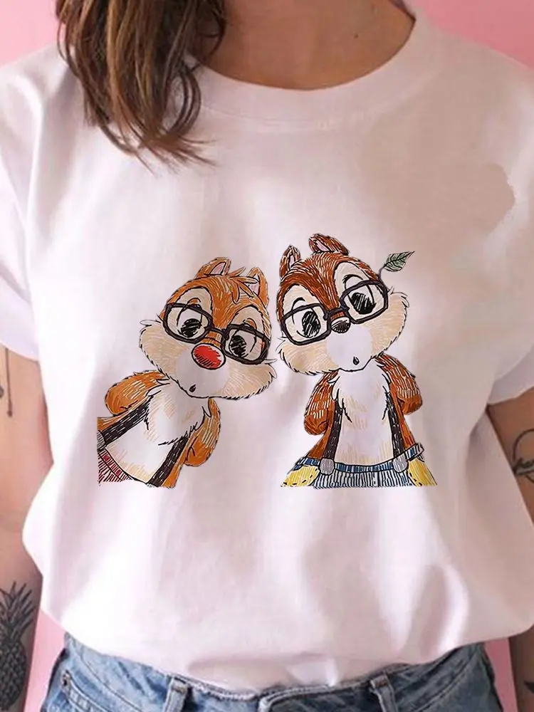 

T Shirt Disney Chip 'n' Dale Women New Products Summer Cute Leisure Trendy Tshirt Comfortable College Style Modern Short Sleeve