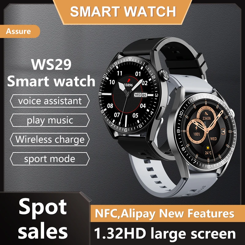 

2022 NEW WS29 Smart Watch Wear IP68 Waterproof 1.32 Inch HD Touch Screen Heart Rate Blood Pressure Sports Fashion Men's Watch