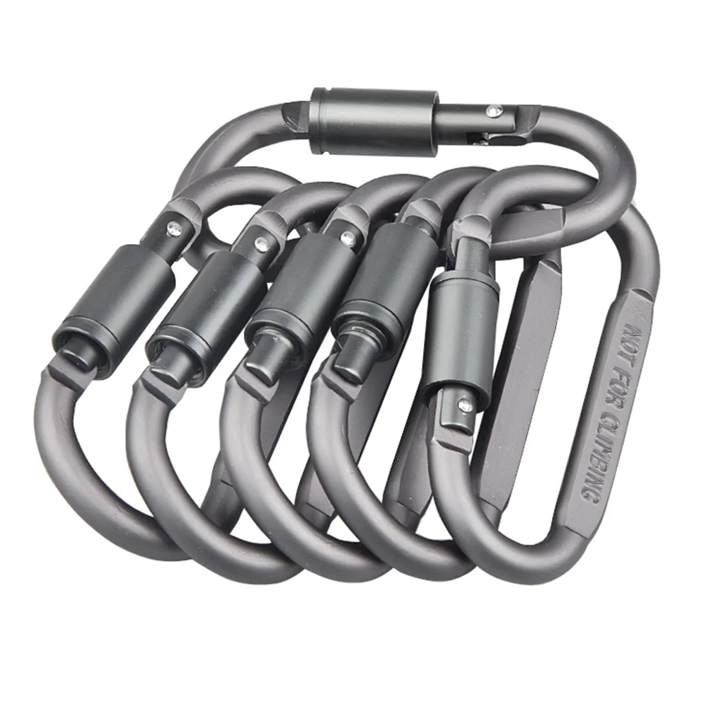 

5pcs Professional D-Shaped Carabiner Heavy Duty D-ring Lightweight Aluminum Screw Locking Carabiners