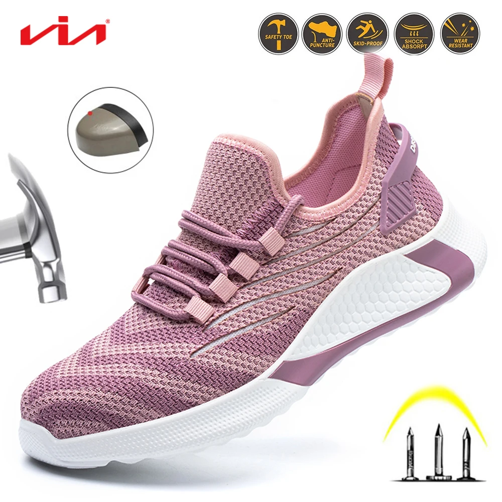 

Ultralight Safety Shoes For Men And Women Anti-Smashing Anti-Piercing Steel Toe Summer Flying Woven Breathable