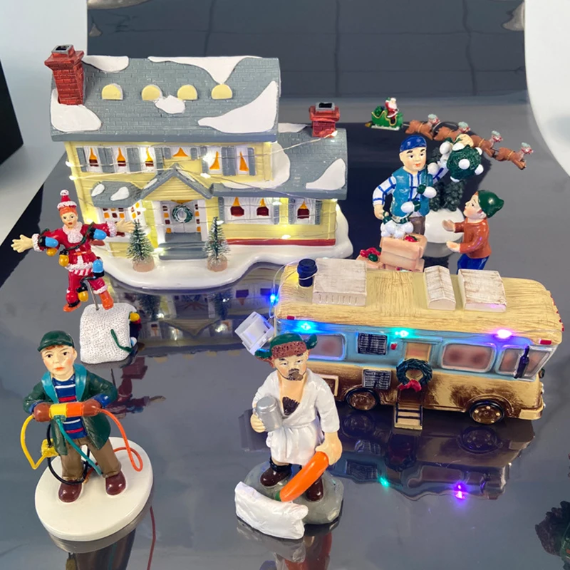 Яркое освещение здание Рождественский Санта-Клаус Автомобильный дом деревня