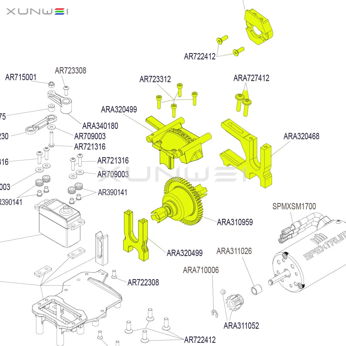 Набор алюминиевых центральных дифференциалов 50T стальной прямой вал для RC ARRMA 6S