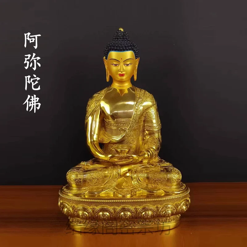 Статуя Будды Шакьямуни орнамент из чистой меди полностью позолоченная тибетская