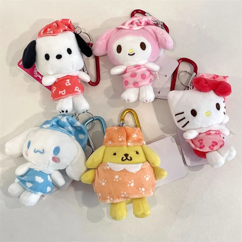 

Anime Cartoon Kawaii Sanrio Pajamas Hello Kitty My Melody Plush Toys Keychain Backpack Pendant for Girls Children Birthday Gift
