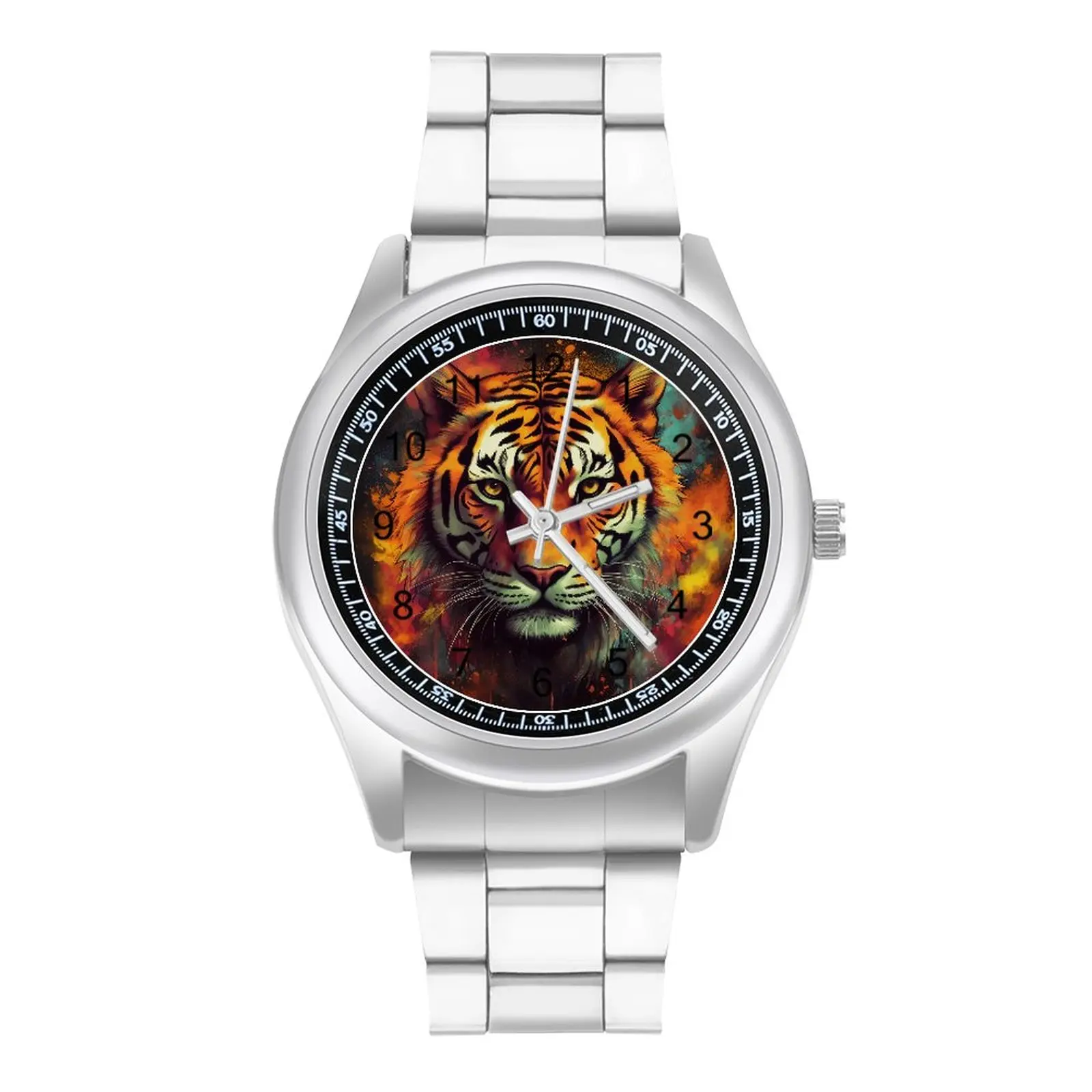 

Tiger Quartz Watch Multicolor Flames Animal Head Affordable Creative Wrist Watch Steel Lady Travel Design Wristwatch