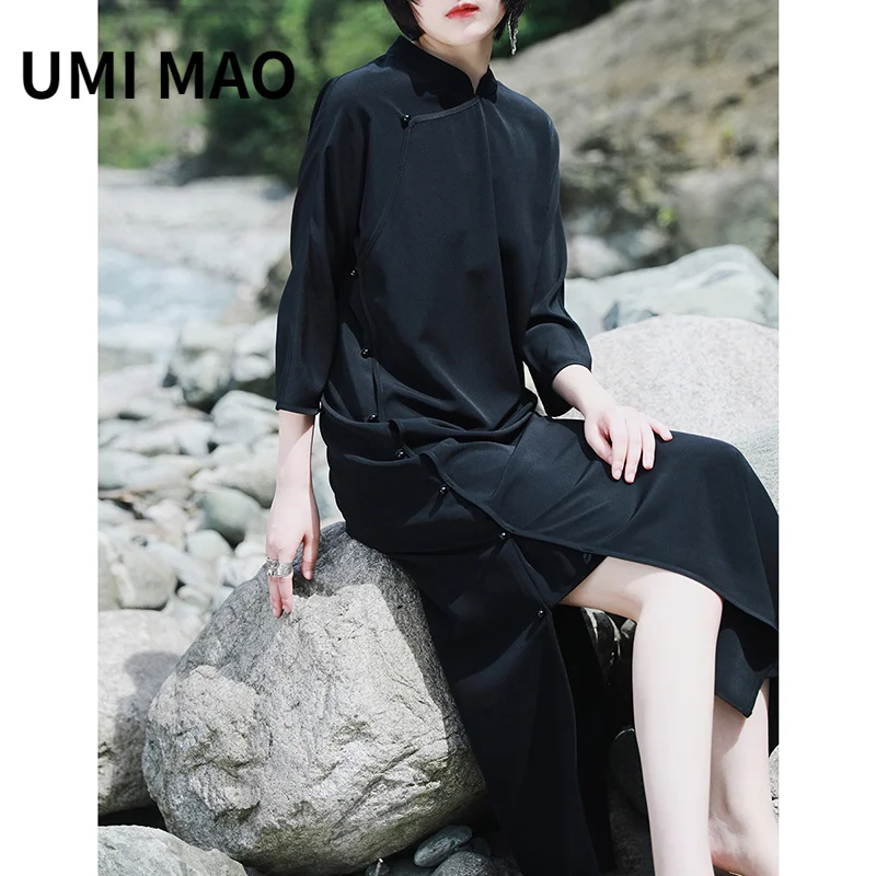 

Женское платье-Ципао в китайском стиле, длинное черное элегантное модифицированное платье в китайском стиле, Y2K