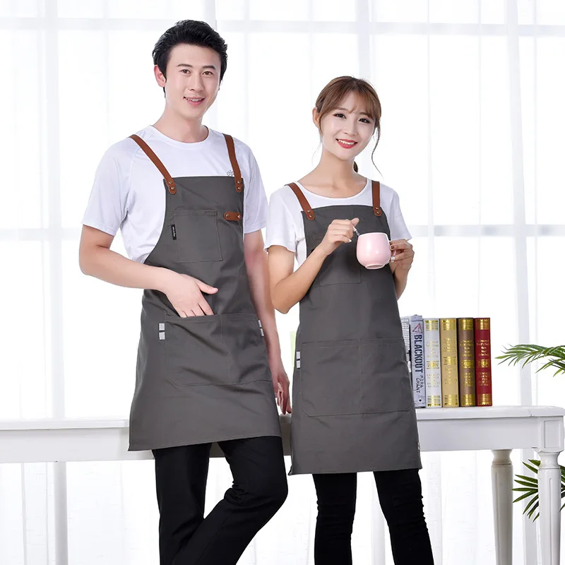 

1 Pcs Apron Woman's Solid Color Cooking Men Chef Waiter Cafe Shop Barbecue Barber Bib Kitchen Accessories