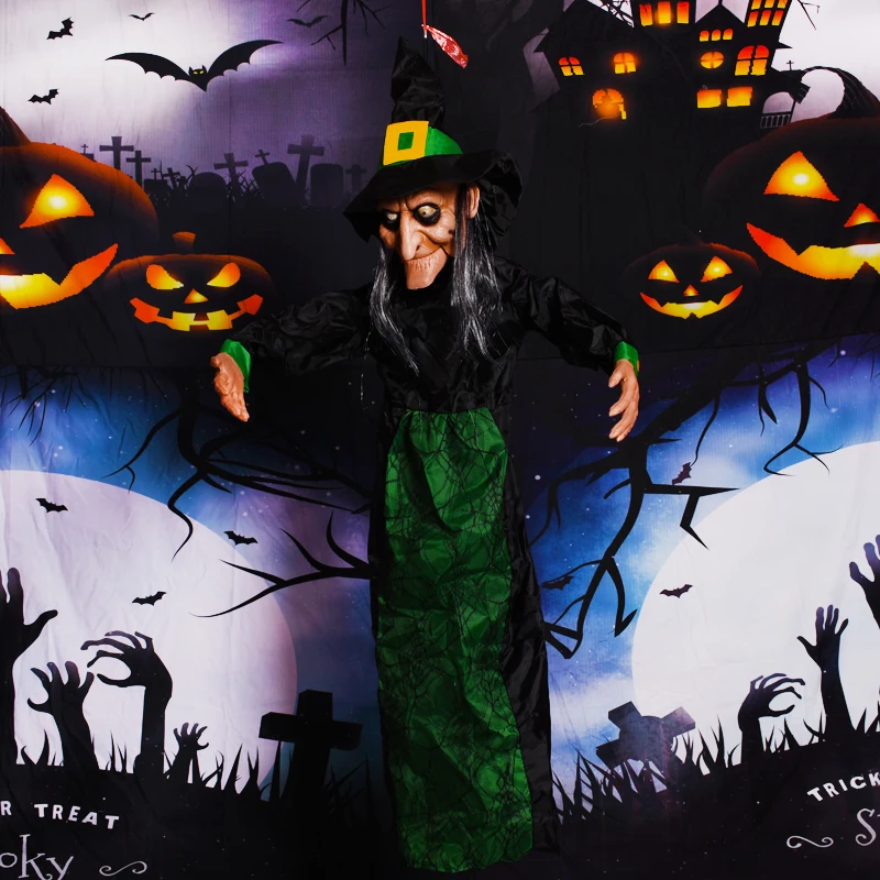 

Halloween Witch Ghost Decor Horror Pendant Glowing Prank Props Electric Toys Haunted House Bar Club Home Festival Decoration