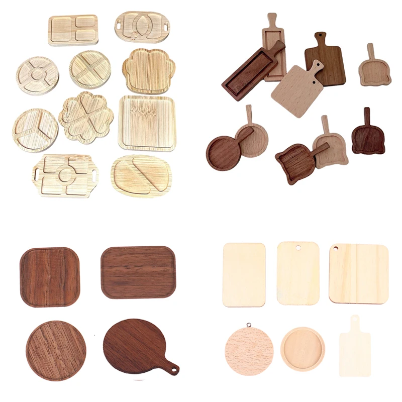 

Dollhouse Wood Tray Miniature Accessorie Mini PlateDollhouse Miniature Baking Tray For Doll House Decoration