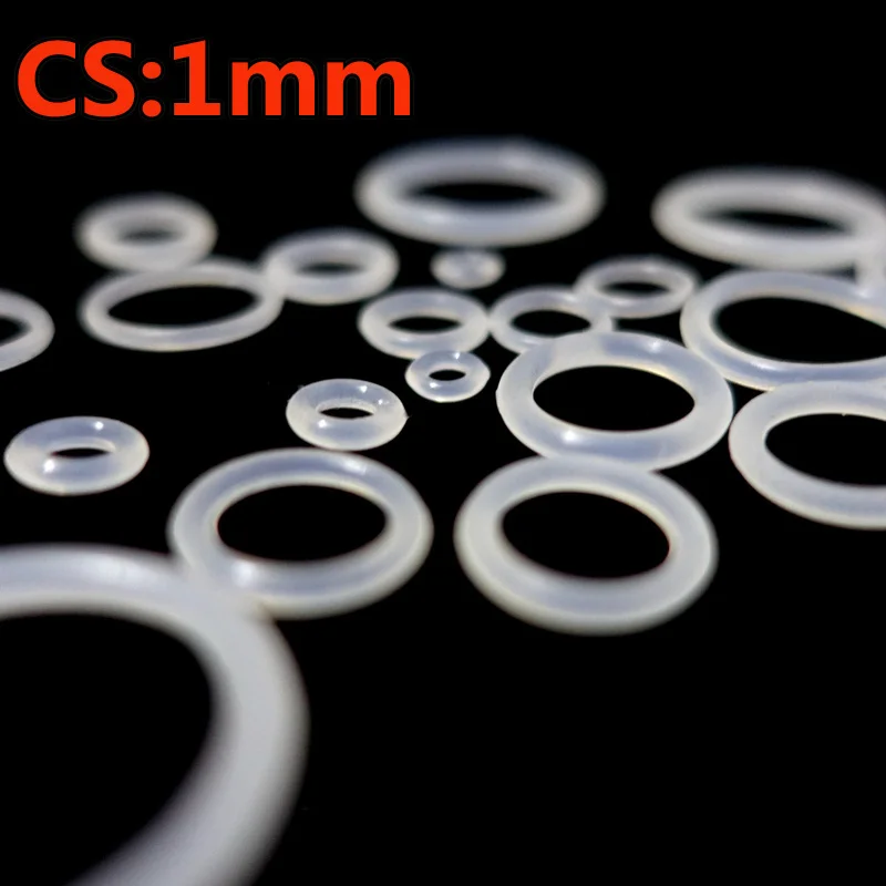VMQ CS 1mm OD 3 ~ 45mm 10/50pcs VMQ White Silicone O Ring Gasket Food Grade Waterproof Washer Rubber Insulate Round O Shape Seal