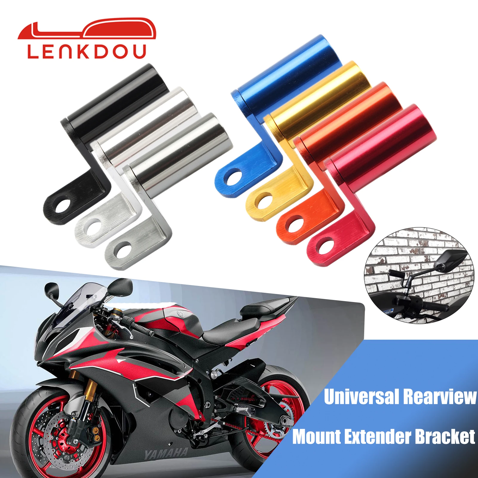 

Universal Motorcycle Rearview Mirror Mount Handlebar Mirror Adapter Mobile Phone Holder Expansion Bracket Multiple Function