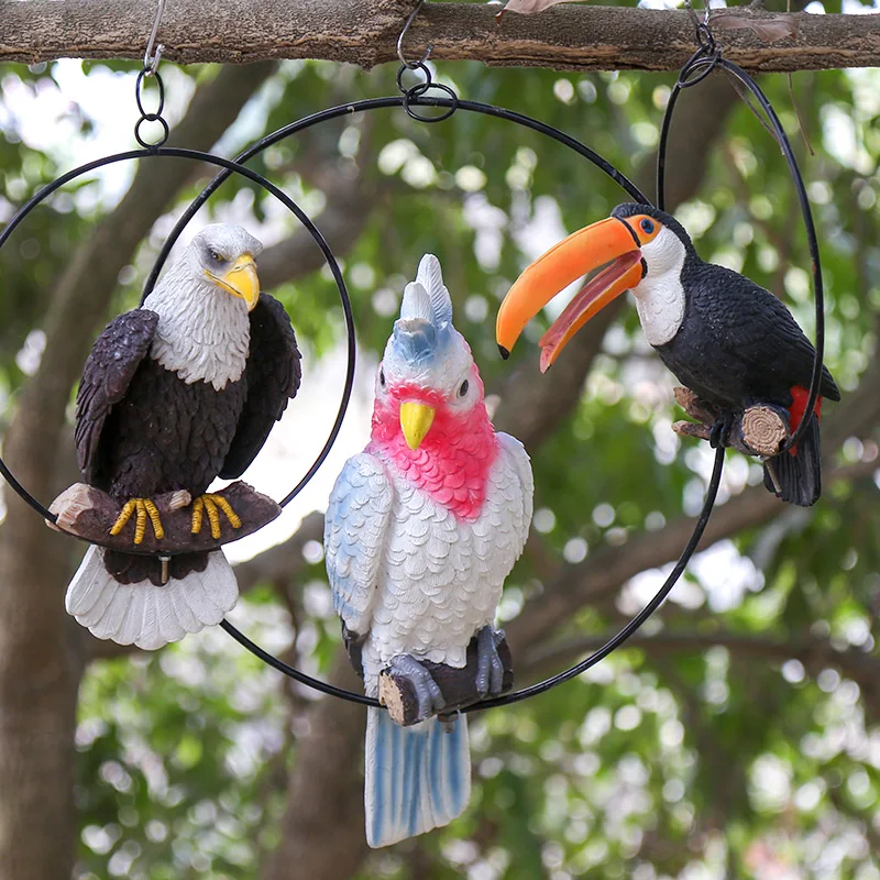 Simulated bird decoration fake bird decoration bird outdoor simulated Eagle parrot animal Garden Decoration pendant