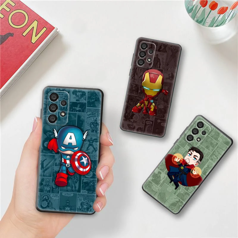 

Marvel cartoon superheroes For Samsung A73 A72 A71 A53 A52 A51 A42 A33 A32 A23 A22 A21S A13 A12 A03 A02 Black Phone Case