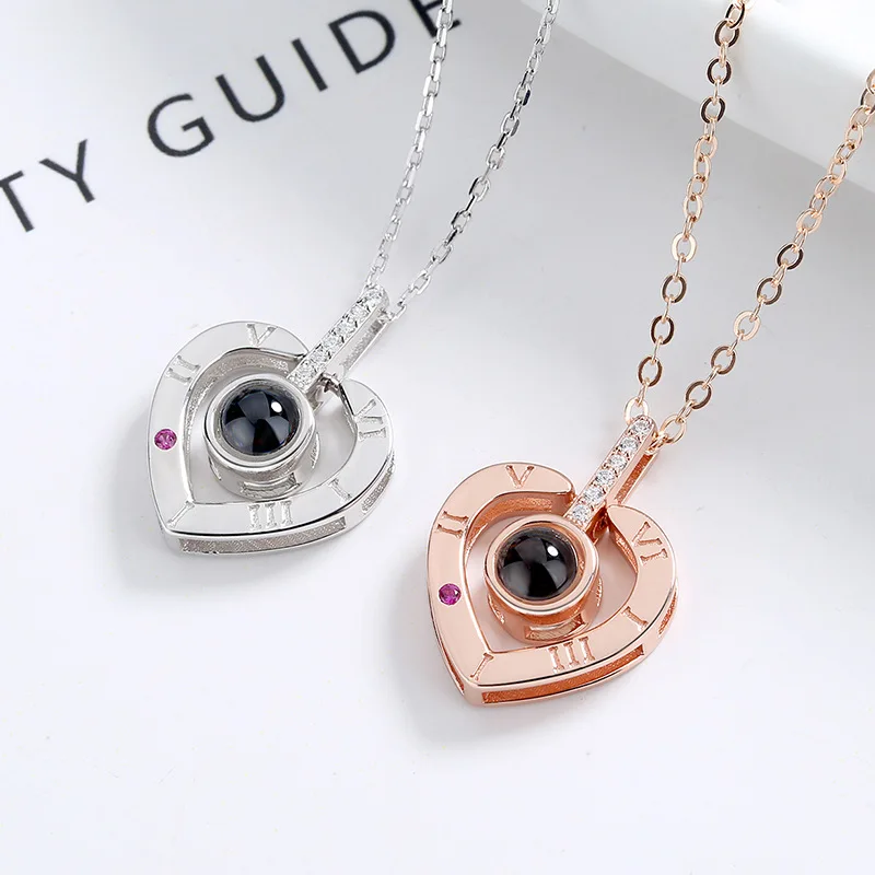 Customized Photo Projection Necklace Birthday Day Girl Gift Lover Personalized Picture Name Memory Jewelry Birthday Gifts