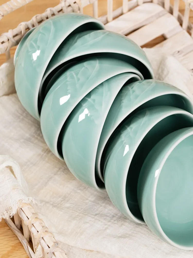 Longquan-cuenco arroz Celadon 4 5 pulgadas cuenco gachas sayuno sopa Kuya cerámica vajilla