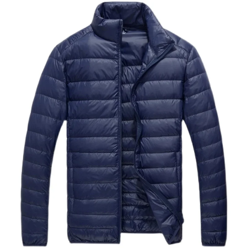 Fashion Solid Color Slim Casual Stand Collar Mens Down Jacket Male Down Coat