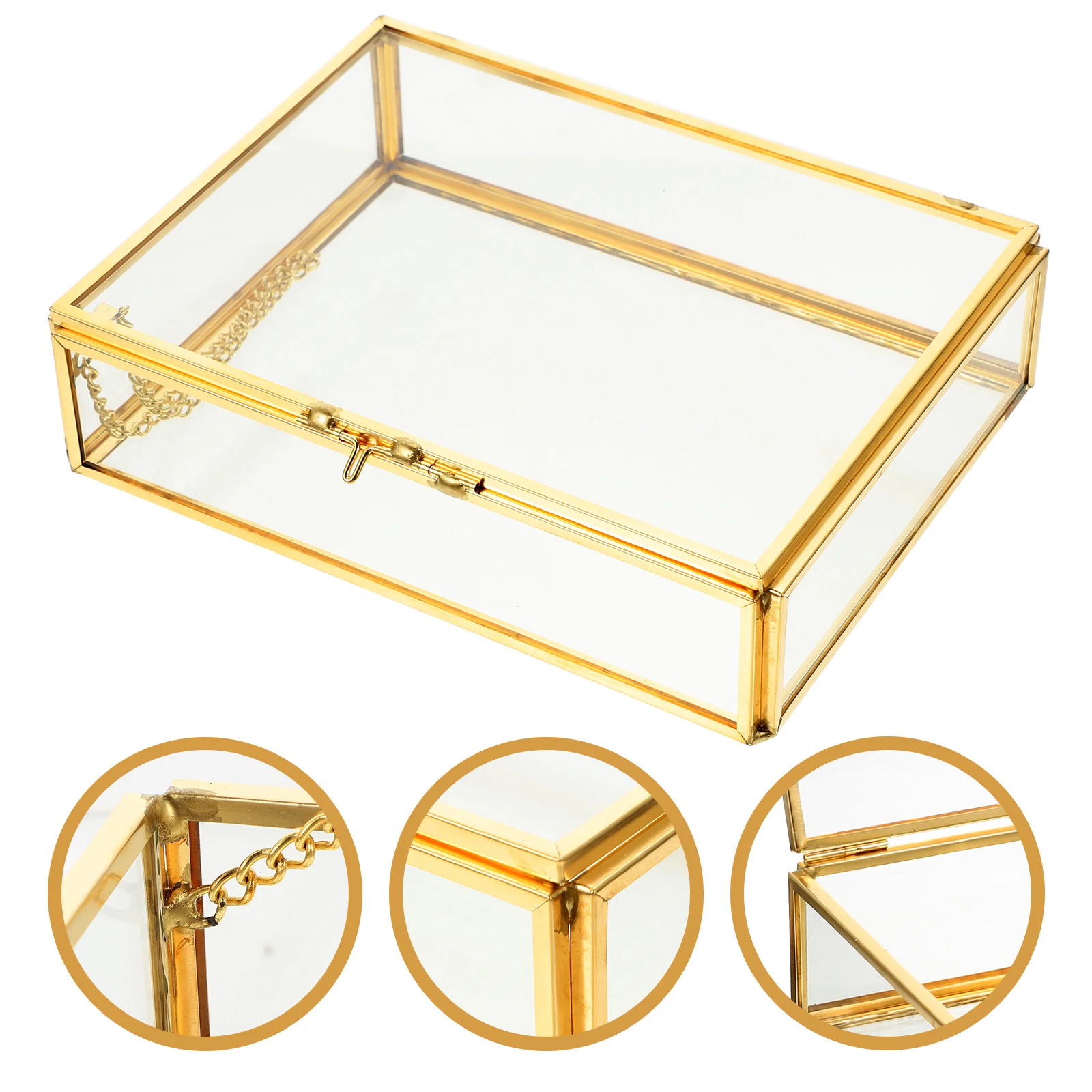 

Box Organizer Clear Decorative Display Photo Glass Trinket Keepsake Case Storage Container Rings Bracelet