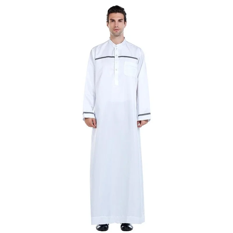 Ramadan Muslim Men Jubba Thobe Long Dress Islamic Clothes Prayer Abaya Robe Saudi Arabia Djellaba Kaftan Dubai Worship Service