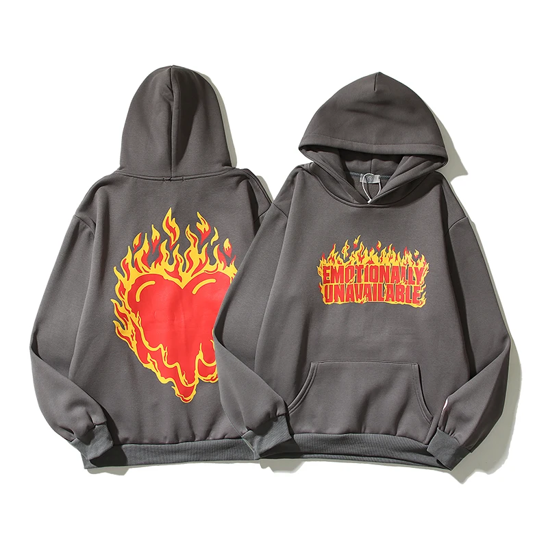 

Мужской флисовый пуловер с капюшоном и надписью, в стиле ретро