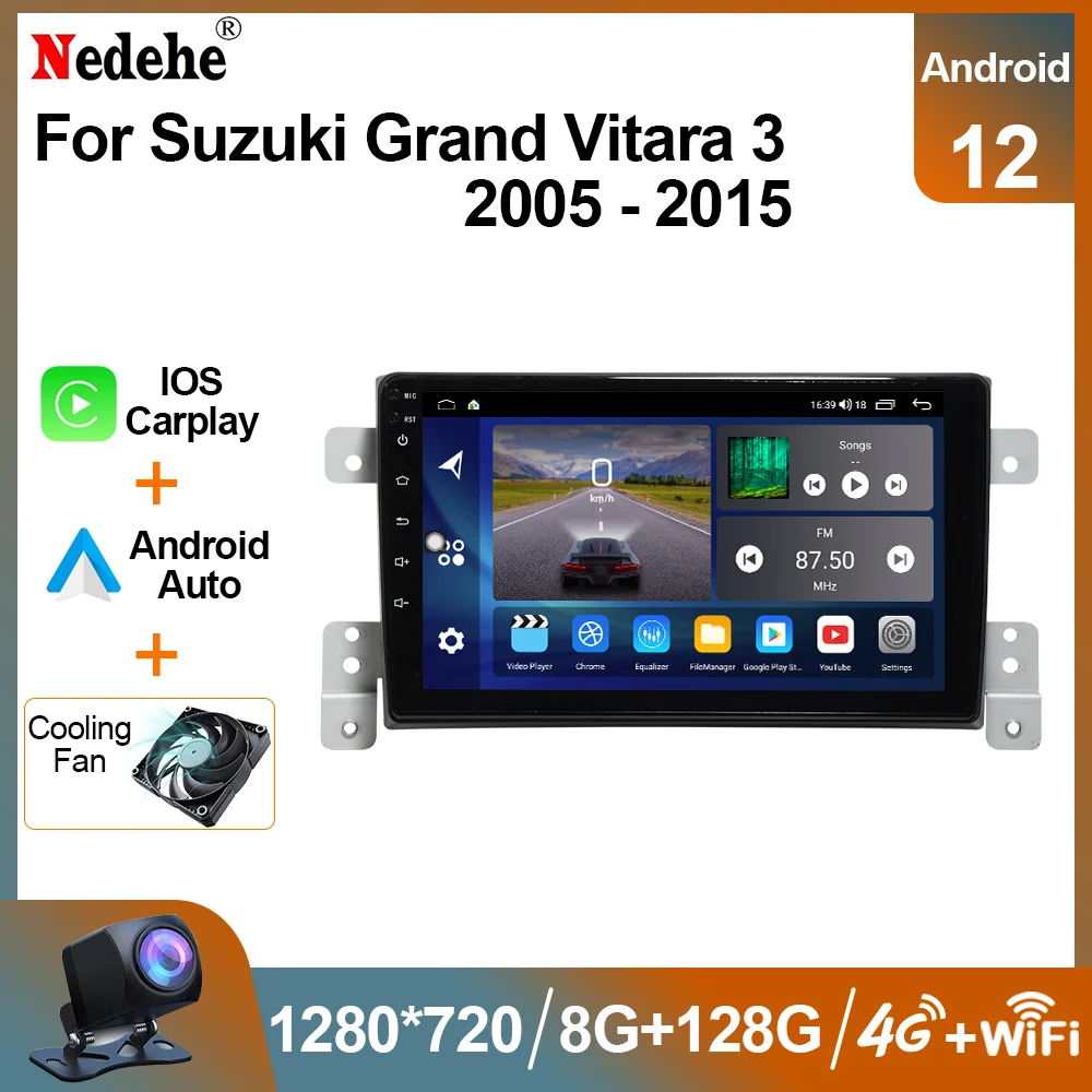 

Автомагнитола на Android 12, мультимедийный видеоплеер для Suzuki Vitara 2005-2015, автомагнитола 2 Din с GPS-навигацией для Carplay