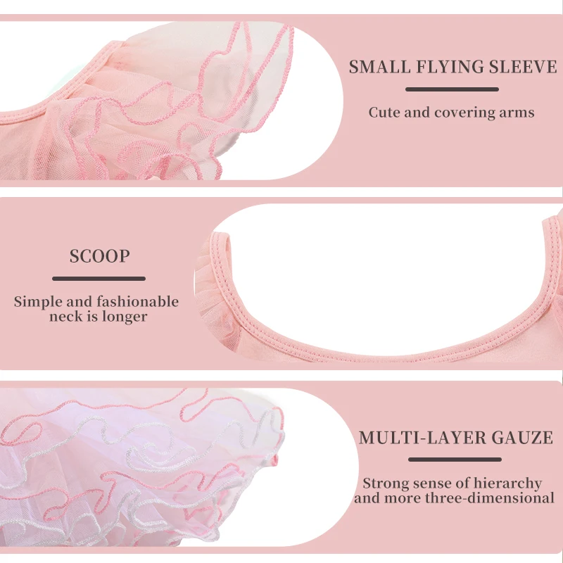 RUYBOZRY Girls Ballet Dress Dance Leotard Kids Tutu Skirts Gymnastics Ballet Leotards Short Dresses Costumes For Ballerina