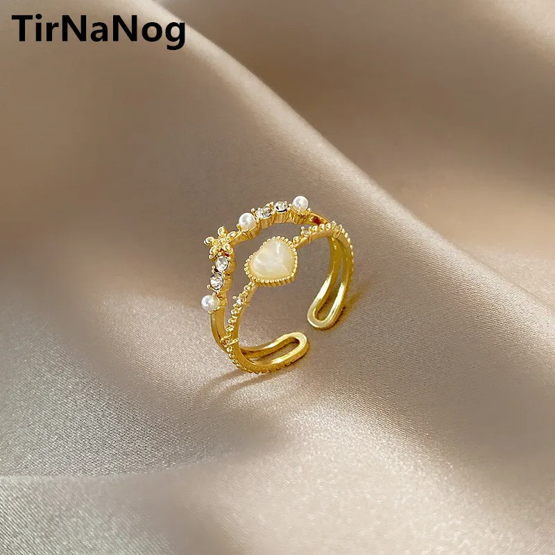 

2022 New South Korea Multilayer Baroque Imitation Pearl Heart-Shaped Ring Fashion Contracted Classic Unusual Index Finger Ring