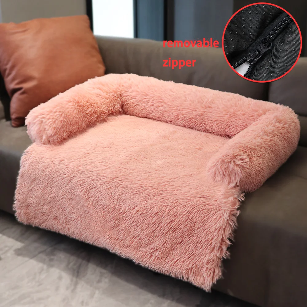 

King Dog Bed Sofa Large Fluffy Dogs Pet House Sofa Mat Long Plush Warm Kennel Pet Cat Puppy Plush Blanket 2 in 1 Pet Sofa Bed