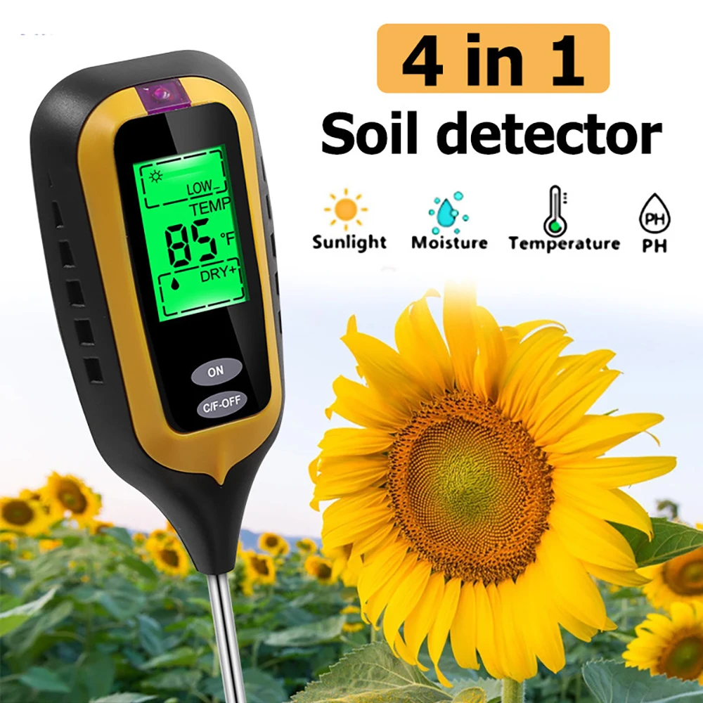

Анализатор почвы 4 в 1 тестовый карандаш, профессиональный цифровой измеритель влажности PH для садоводства, растений и сельского хозяйства