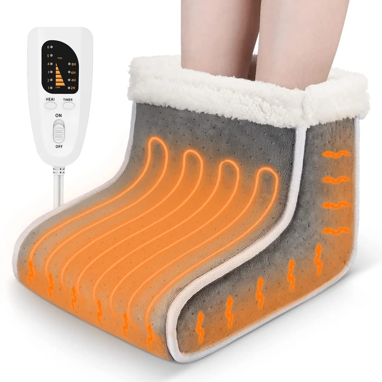 Heating Pad for Foot, Electric Heated Foot Warmer, Soft Foot Warmer Boots, Removable and Washable, 6-Level Heating and 4-Level T