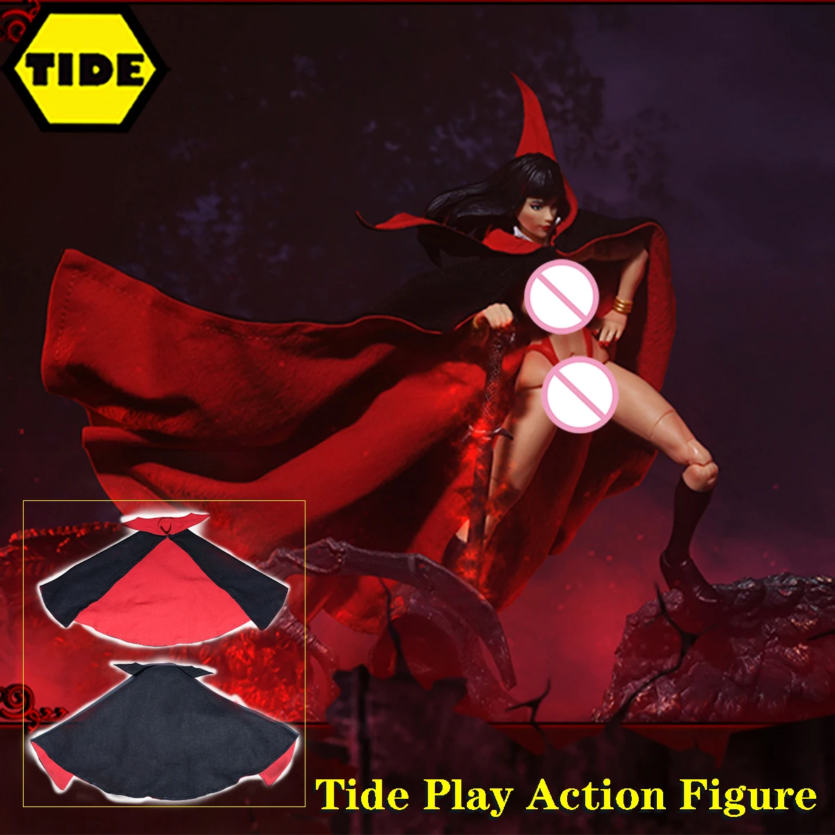 

JLDZ Toys 1/12 Comic Vampirella Equipment Accessories Long Cloak Clothes Model 6" Female Vampire Action Figure Mantle Sets