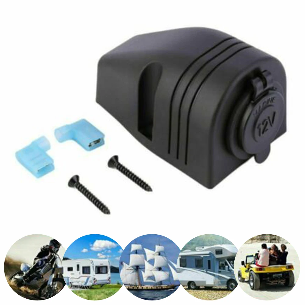 

Car Boat Cigar Lighter Socket Surface Marine Power Plug Outlet Mount Accessories 12V Waterproof Dustproof For 12V-24V Motorbike