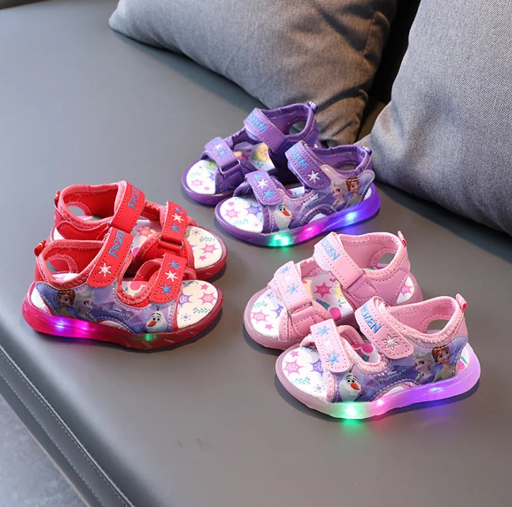 Сандалии светодиодные с мультяшным принтом Холодное сердце |