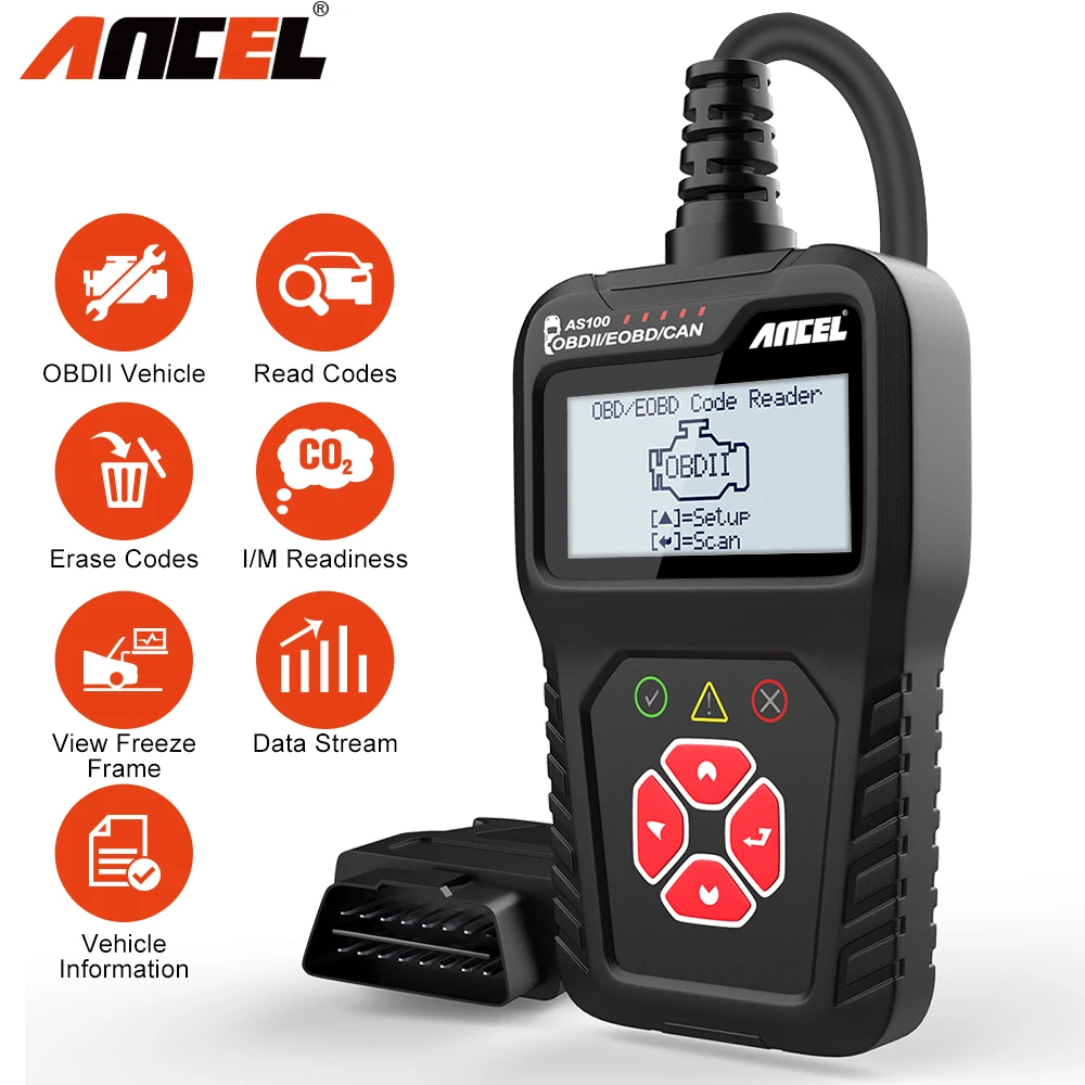 

ANCEL AS100 OBD2 Car Code Reader Automotive Vehicle Universal OBD2 Scanner Check Engine Fault Diagnostic Scan Tool PK ELM327