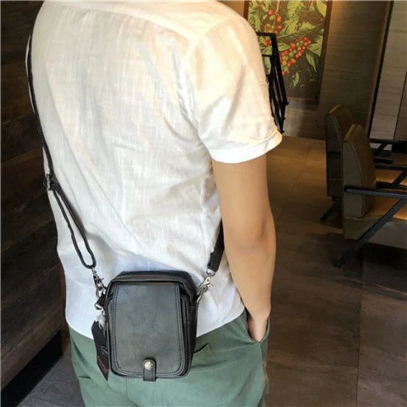 Vertical Trendy Fashion Man'S Single Shoulder Mini Pouch Retro Crossbody Bag Summer Korean Leisure Mobile Phone Bag