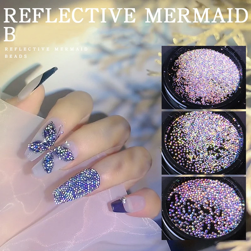 

1 Jar Super Flash Reflective Laser Bubble Beads Magic Mermaid Caviars Nail Art Rhinestones Jewelry Decorations Manicure Charms