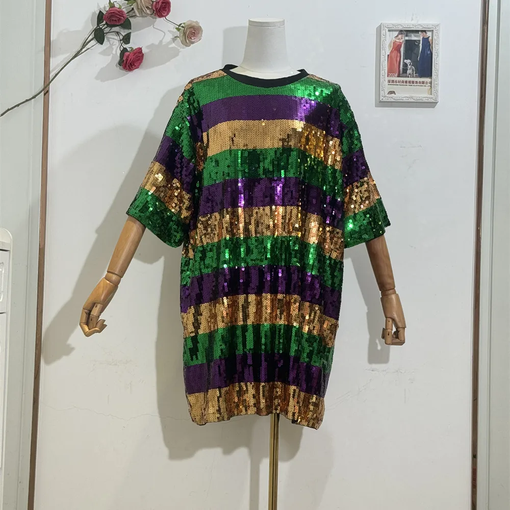 Женское свободное платье в полоску Повседневное средней длины американском