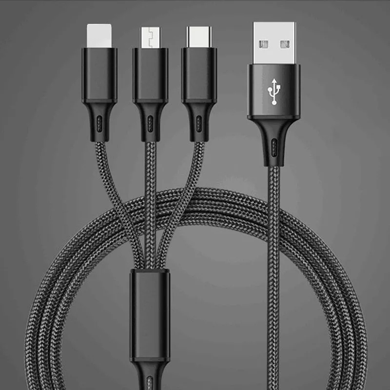 3 In 1 Micro USB Type C Charger Cable Multi Usb Port Multiple Charging Cord Usbc Mobile Phone Wire For Samsung S10 HOT SALE | Мобильные