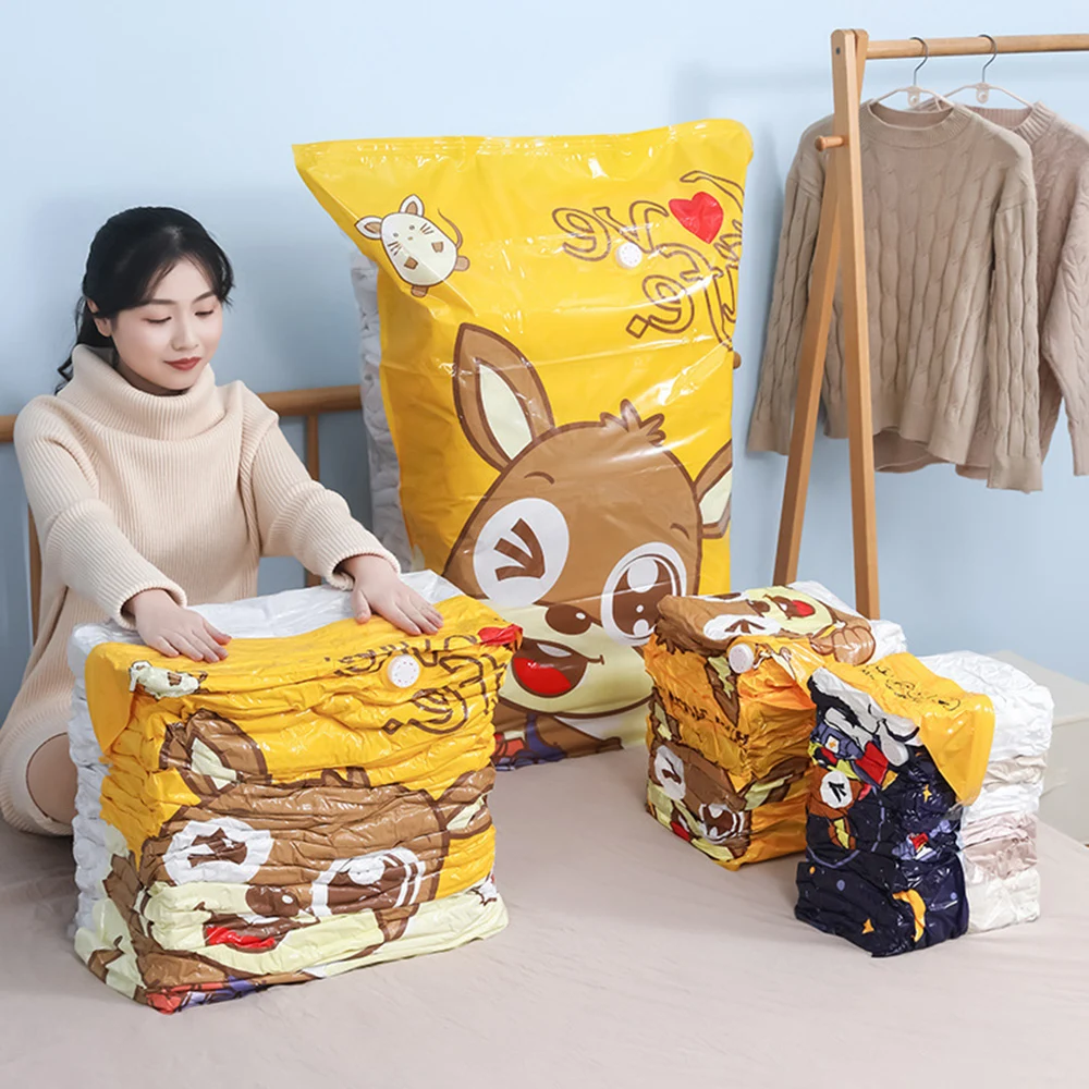 

Vacuum Storage Bag Space Saver Clothes Compression Cartoon Style Storage Closet Organizer and Storage Vacuum Pouch XHC88