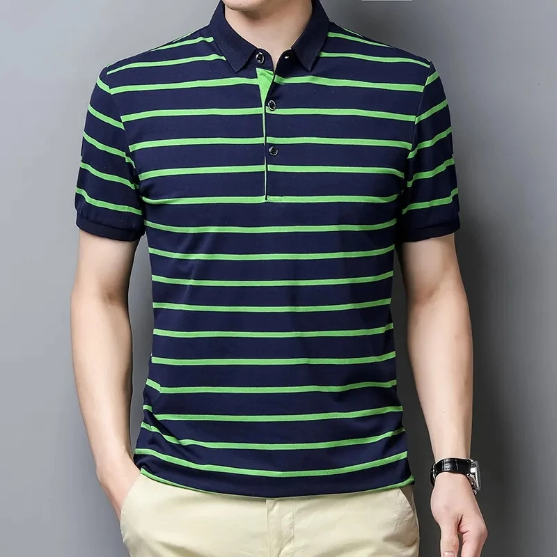 

For 2022 Summer Casual Design Style Brand Striped Polo Shirt Short Sleeves Men'S Fashion OverSize 4XL Tops Tees Clothes