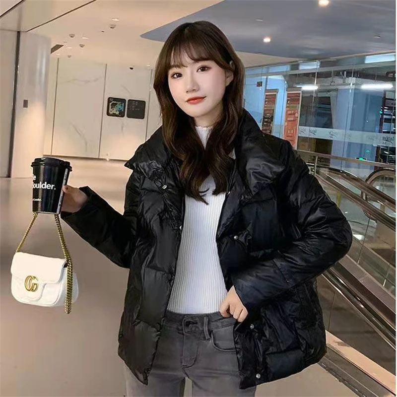 Women Winter Parkas 2022 New Fluffy Cotton White Duck Down Jacket Ultralight Portable Solid Coat Baggy Fashion Bread Clothes Out
