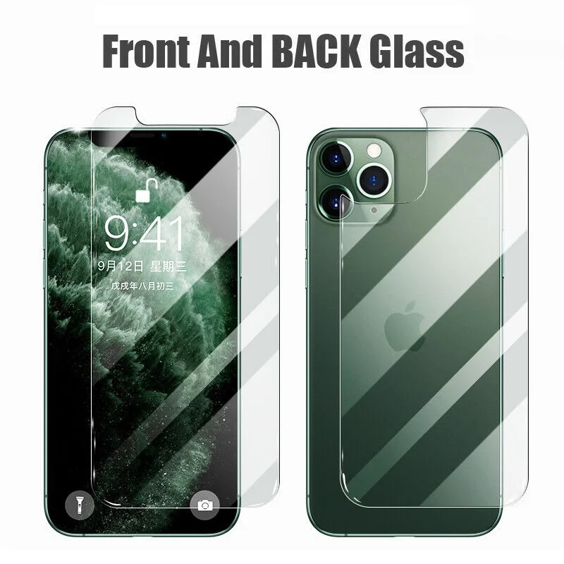 

2 In 1 Front+Back Tempered Glass Film For iPhone 12 13 Mini 13Pro 11 Pro XS Max XR Screen Protector For iPhone 13 Pro Max 7 8 SE