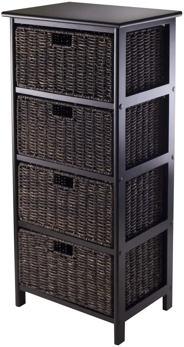 

USA STOCK! Omaha Storage/Organization, 4 Baskets, Black/Chocolate