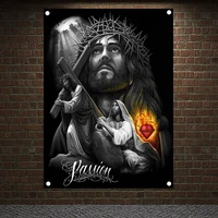 jesus cross posters banners wall hanging ornaments skull tattoo art flags wall decoration wall sticker tapestry canvas painting