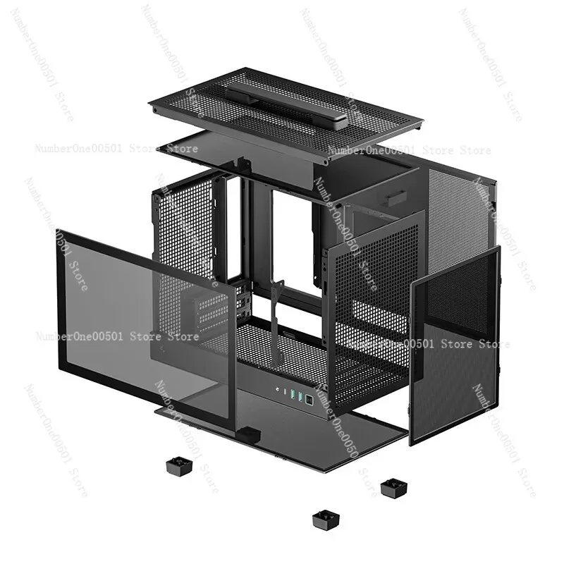 Фото Портативный корпус для ПК CH160 ITX с сетчатой передней панелью, портом Type-C, поддержкой блока питания ATX и длинных видеокарт №5