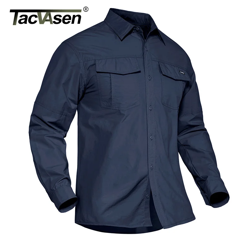 

TACVASEN Summer Tactical Military Shirts Men Lightweight Quick Dry Cargo Work Shirts Long Sleeve Combat Army Shirts Fishing Tops